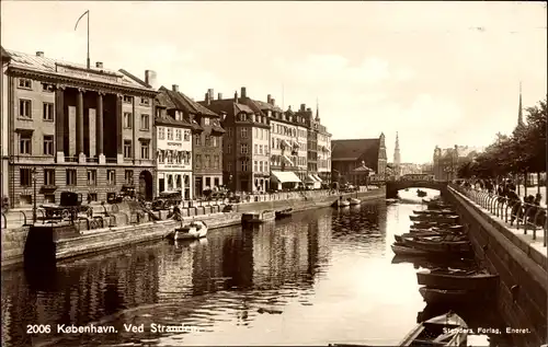 Ak Kopenhagen Dänemark, Kanalpartie mit Brücke und Hausansichten