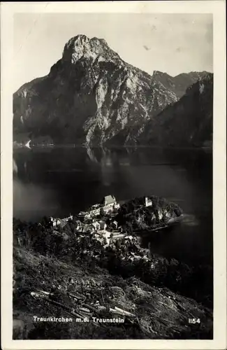 Ak Traunkirchen am Traunsee Oberösterreich, Panorama, Traunstein