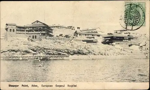 Ak Aden Jemen, Steamer Point, Europäisches Allgemeines Krankenhaus