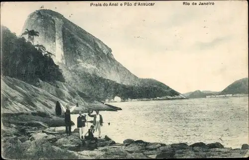 Ak Rio de Janeiro Brasilien, Praia do Anel e Pao d'Assucar