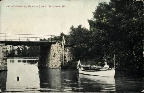 Ak Waupaca Wisconsin USA, Indianerübergang, Chain o'Lakes