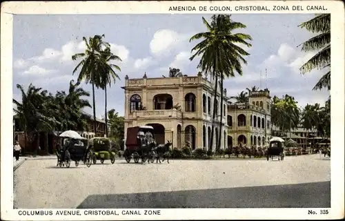 Ak Panama City Panama, Columbus Avenue, Cristobal canal zone