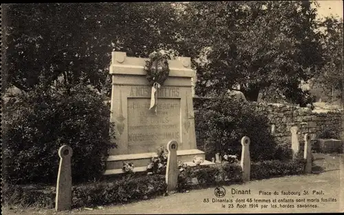 Ak Dinant Wallonien Namur, Place du faubourg St. Paul, Monument