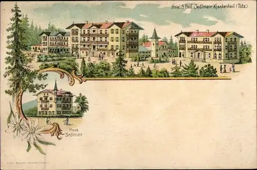 Litho Bad Tölz in Oberbayern, Krankenheil, Hotel Sedlmair