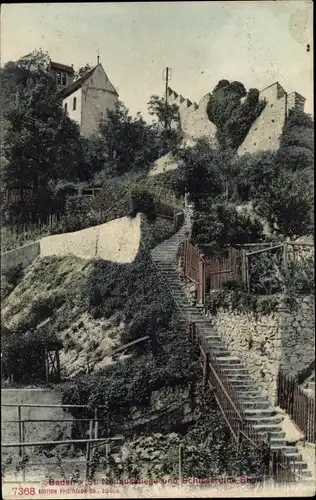 Ak Baden Kanton Aargau Schweiz, St. Niklausstiege, Schlossturm