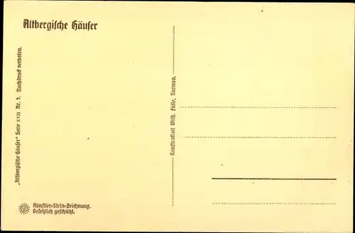 Steindruck Ak Elberfeld Wuppertal, Haus Wülfing, Altbergische Häuser