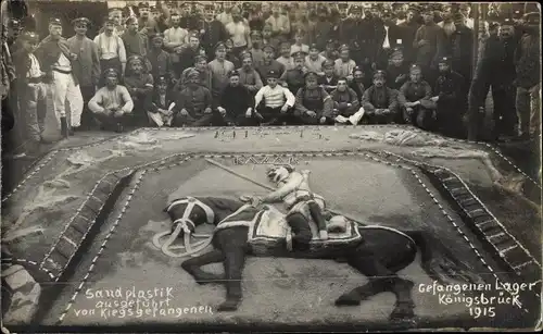 Foto Ak Königsbrück in der Oberlausitz, Sandplastik ausgeführt von Kriegsgefangenen 1915