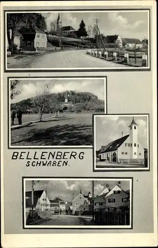 Ak Bellenberg in Schwaben, Teilansichten, Kirche, Straße