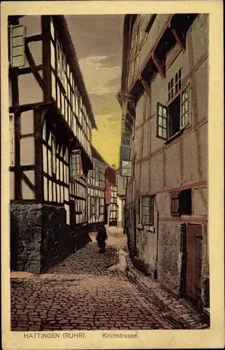 Ak Hattingen im Ennepe Ruhr Kreis, Partie in der Kirchstraße, Fachwerkhäuser