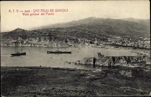 Ak Sant Feliu de Guíxols Katalonien, Hafen