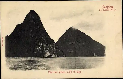 Ak Soufrière St. Lucia, Britische Westindische Inseln, Karibik, Die beiden Pitons