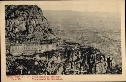 Ak Montserrat Katalonien, Teilansicht des Klosters