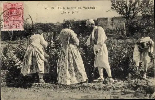 Ak Valencia Stadt Spanien, Im Obstgarten von Valencia, Im Garten