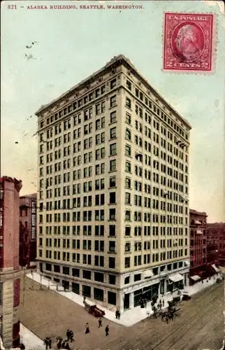 Ak Seattle Washington USA, Alaska-Gebäude
