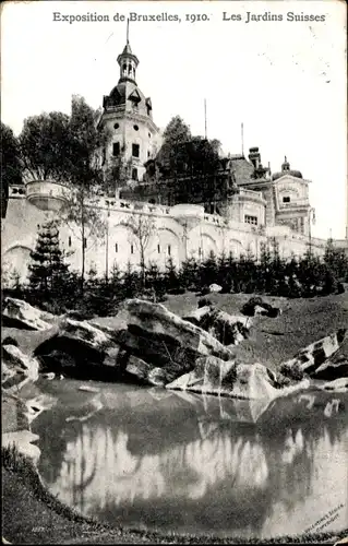 Ak Brüssel, Weltausstellung 1910, Les Jardins Suisses, Schweizer Gärten