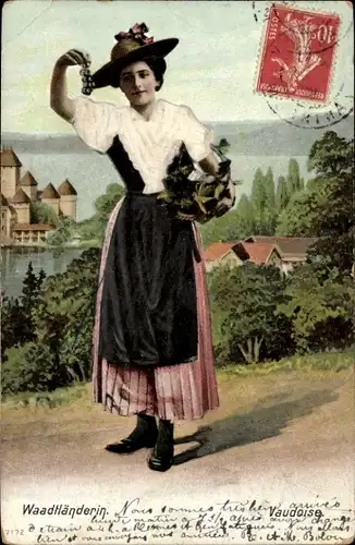 Ak Kanton Waadt, Waadtländerin, Frau in Volkstracht