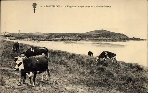 Ak Saint Lunaire Ille-et-Vilaine, La Plage de Longchamps, La Garde Guerin