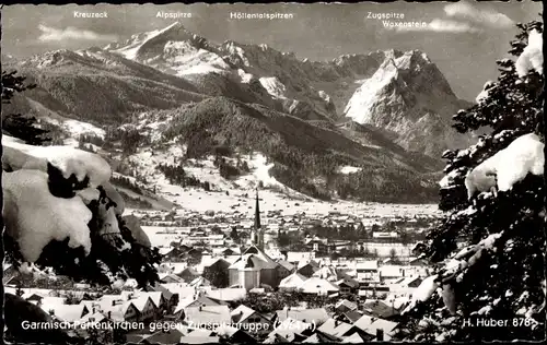 Ak Garmisch Partenkirchen in Oberbayern, Blick gegen Zupspitzgruppe, Winter