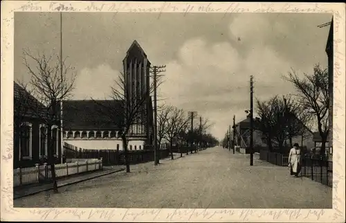 Ak Gjedser Gedser Dänemark, Straßenpartie, Kirche