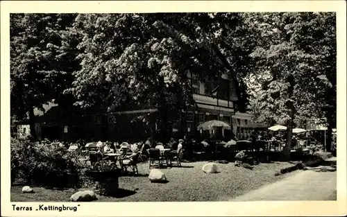 Ak Enschede Overijssel Niederlande, Café-Restaurant De Kettingbrug, Terrasse