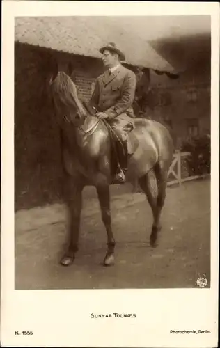 Ak Schauspieler Gunnar Tolnaes, Portrait, Pferd