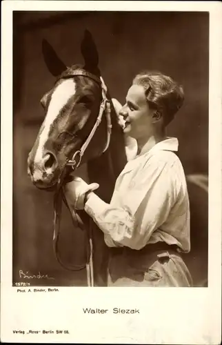 Ak Schauspieler Walter Siezak, Portrait, Pferd