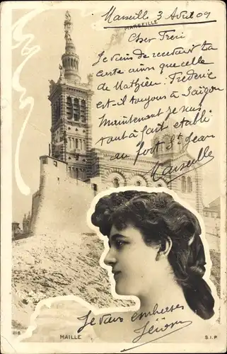 Ak Schauspielerin Maille, Portrait, Kirche