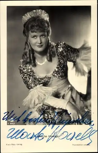 Ak Schauspielerin Marte Harell, Portrait, Halskette, Autogramm