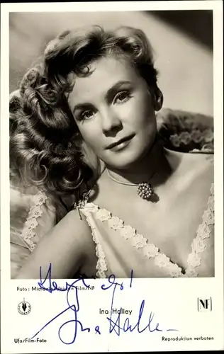 Ak Schauspielerin Ina Halley, Portrait, Autogramm