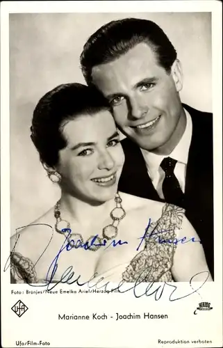 Ak Schauspielerin Marianne Koch, Schauspieler Joachim Hansen, Portrait, Autogramm