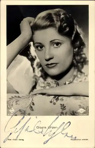 Ak Schauspielerin Gisela Uhlen, Portrait, UFA Film A 3497 1, Autogramm