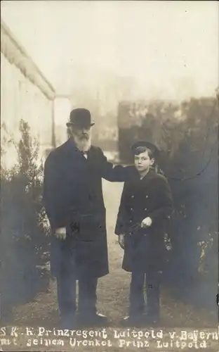 Foto Ak Prinzregent Luitpold von Bayern mit seinem Urenkel Prinz Luitpold