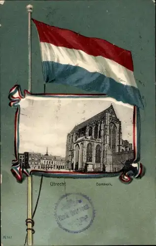 Passepartout Ak Utrecht Niederlande, Domkirche, Flagge