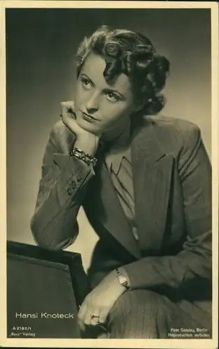 Ak Schauspielerin Hansi Knoteck, Portrait, Armbanduhr