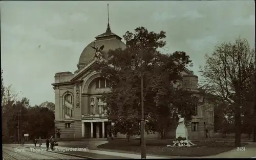 Ak Gera Thüringen, Theater, Kriegerdenkmal