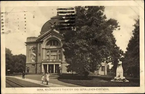 Ak Gera Thüringen, Reussisches Theater, Gefallenen-Ehrenmal