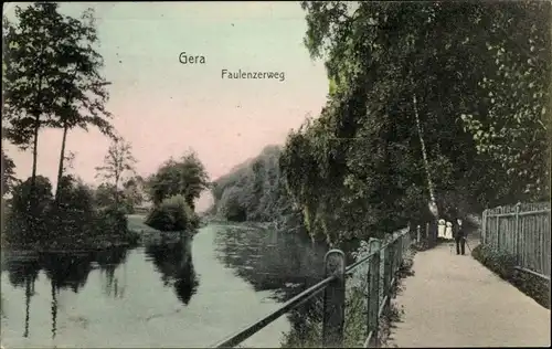 Ak Gera in Thüringen, Faulenzerweg an der Elster