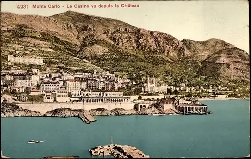 Ak Monte-Carlo Monaco, Das Casino vom Schloss aus gesehen
