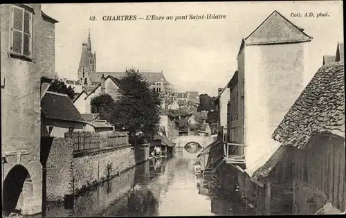 Ak Chartres Eure et Loir, Die Eure an der Saint-Hilaire-Brücke