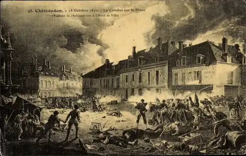 Ak Châteaudun Eure et Loir, 18. Oktober 1870, Der letzte Kampf, Schlachtfeldszene