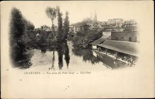 Ak Chartres Eure et Loir, Blick vom Pont Neuf