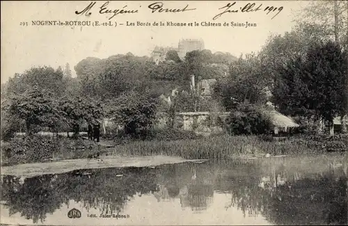 Ak Nogent le Rotrou Eure et Loir, Die Ufer der Rhonne, Chateau de Saint Jean