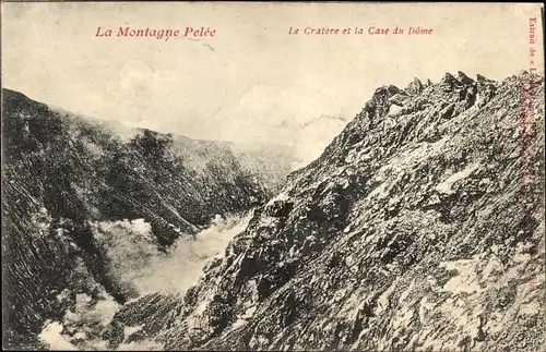 Ak Martinique, Mont Pelé, Cratere, Case du Dome