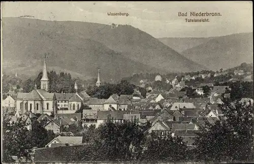 Ak Niederbronn les Bains Bad Niederbronn Elsass Bas Rhin, Totalansicht, Wasenburg