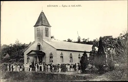 Ak Reunion, Kirche von Salazie, Messe