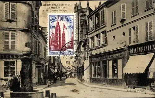Ak Montereau Seine et Marne, Grande Rue und Grosse Pompe