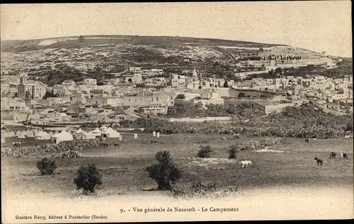 Ak Nazaret Nazareth Israel, Gesamtansicht, Zeltlager