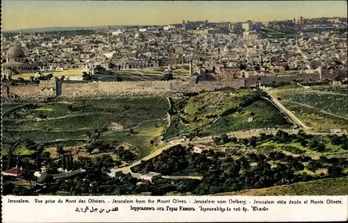 Ak Jerusalem Israel, Vue prise du Mont des Oliviers