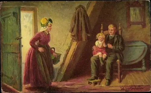 Künstler Ak Gerstenhauer, Johann Georg, niederländisches Motiv, Familie
