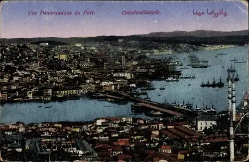 Ak Konstantinopel Istanbul Türkei, Vue panoramique du Port